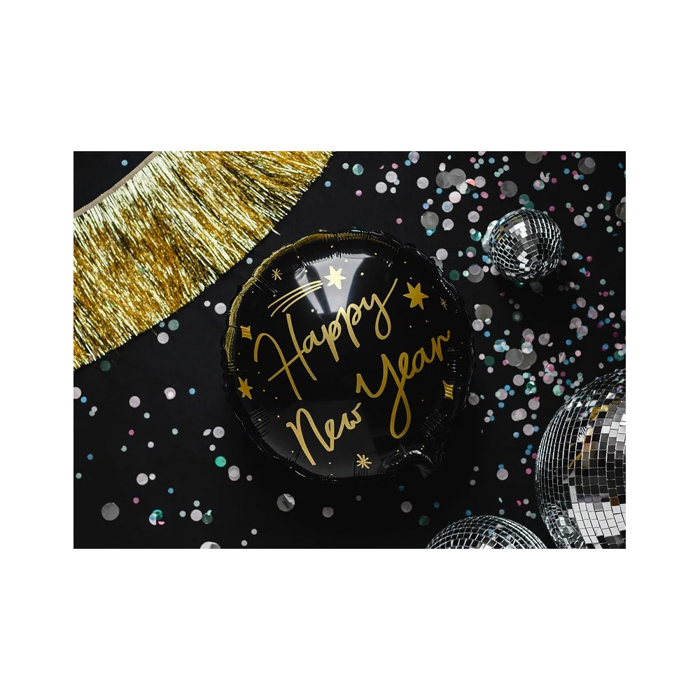 Foil balloon, Happy New Year - black, 45 cm