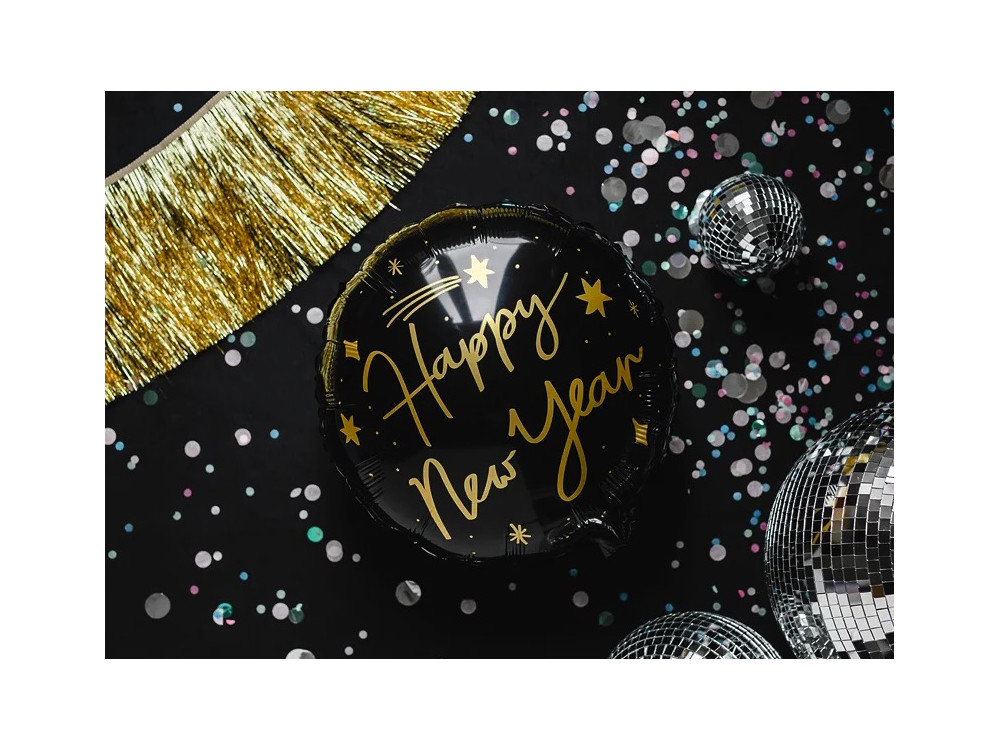 Foil balloon, Happy New Year - black, 45 cm