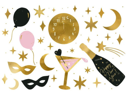 New Year's Eve temporary tattoos - 10 pcs.