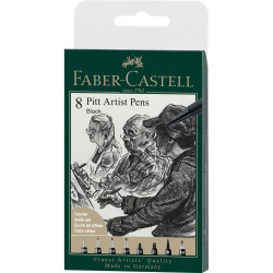Set of Pitt Artist Pens - Faber-Castell - Black, 8 pcs.