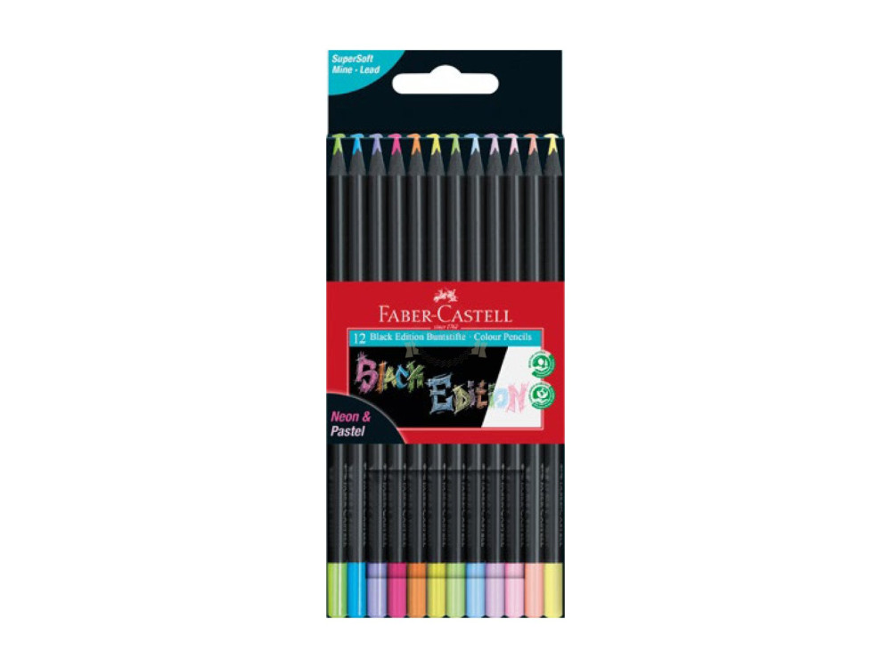 Zestaw trójkątnych kredek Black Edition - Faber-Castell - 12 kolorów