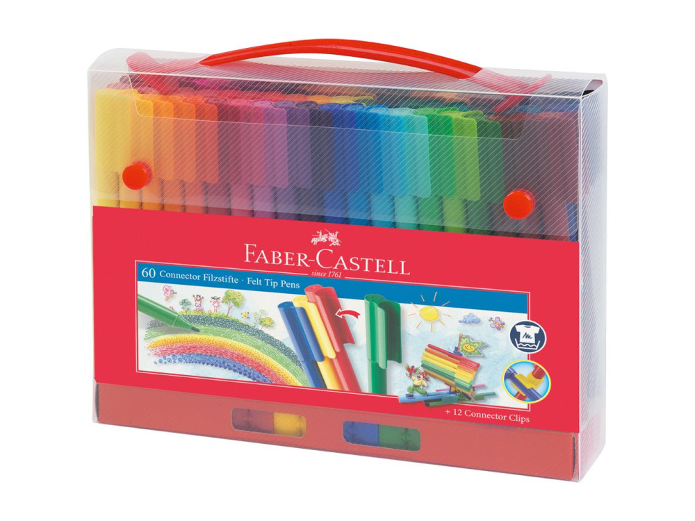 Zestaw flamastrów Connector w walizce - Faber-Castell - 60 kolorów