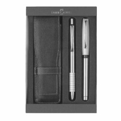 Basic Metal gift set with leather case - Faber-Castell