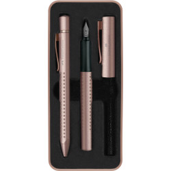 Zestaw prezentowy Grip 2011, pióro wieczne i długopis - Faber-Castell - Rose Copper