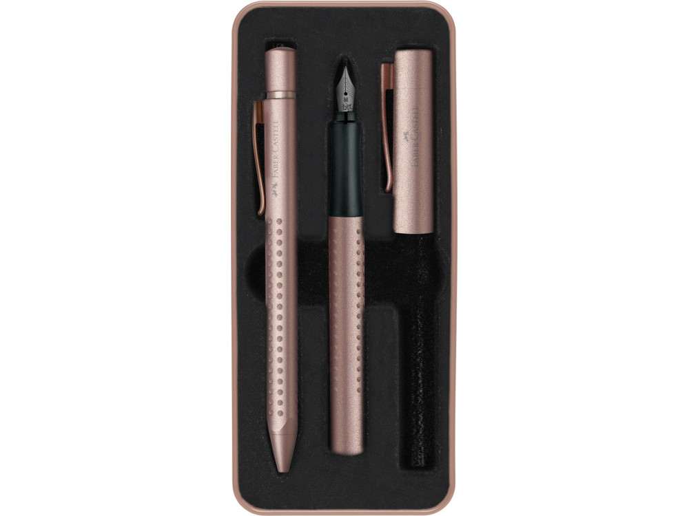 Zestaw prezentowy Grip 2011, pióro wieczne i długopis - Faber-Castell - Rose Copper