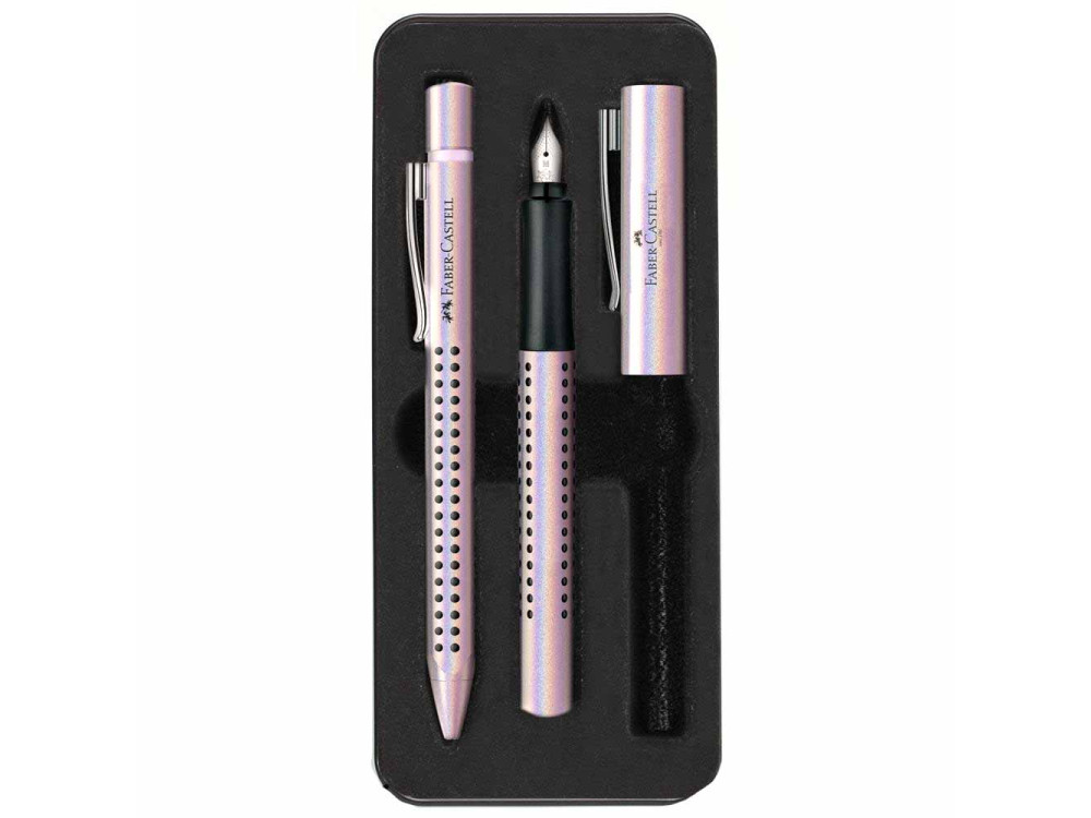 Gift set with fountain pen and ballpoint pen Grip 2011 - Faber-Castell - Glam Pearl