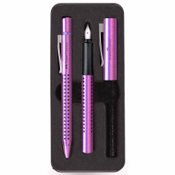 Zestaw prezentowy Grip 2011, pióro wieczne i długopis - Faber-Castell - Glam Violet