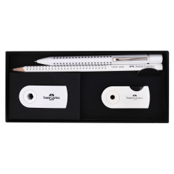 Zestaw z długopisem, ołówkiem i akcesoriami Grip 2010 - Faber-Castell - White