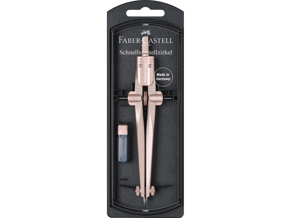 Cyrkiel kreślarski Stream z etui - Faber-Castell - Rose Copper