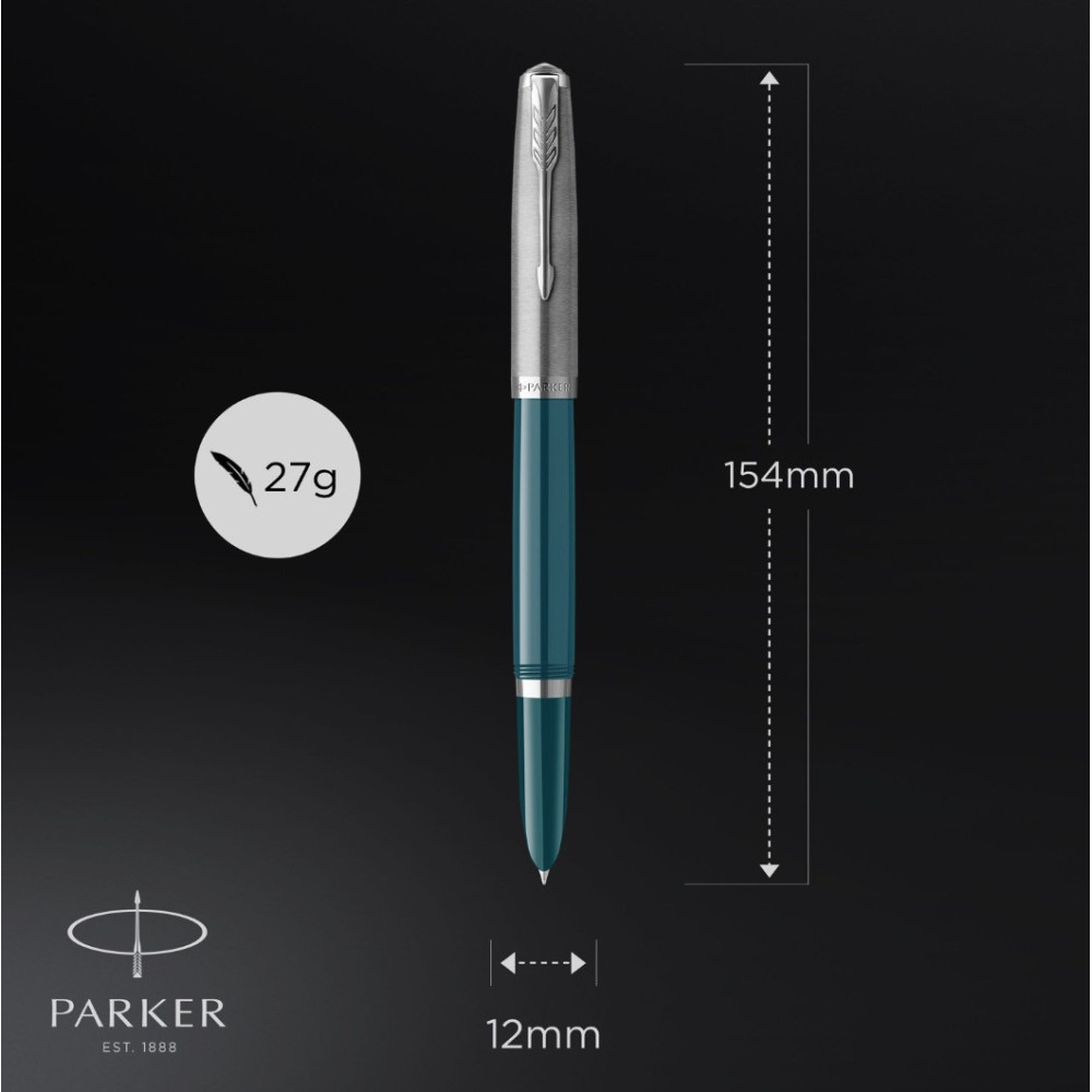 Fountain pen 51 - Parker - Teal Blue CT, F