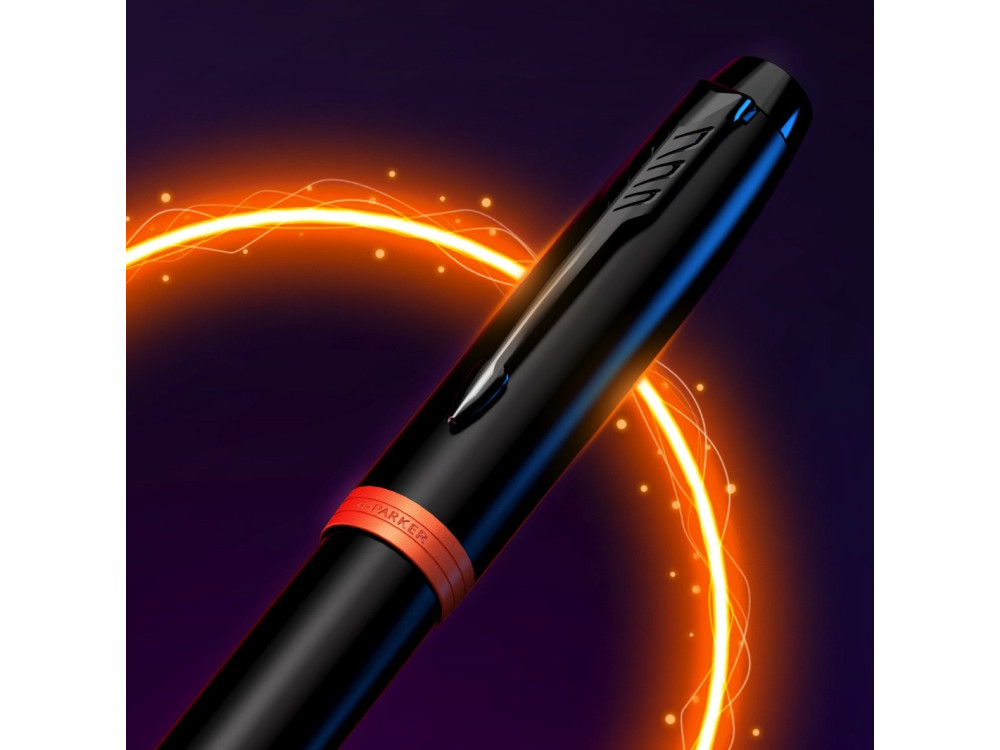 Ballpoint pen IM Vibrant Ring - Parker - blue ink, Flame Orange