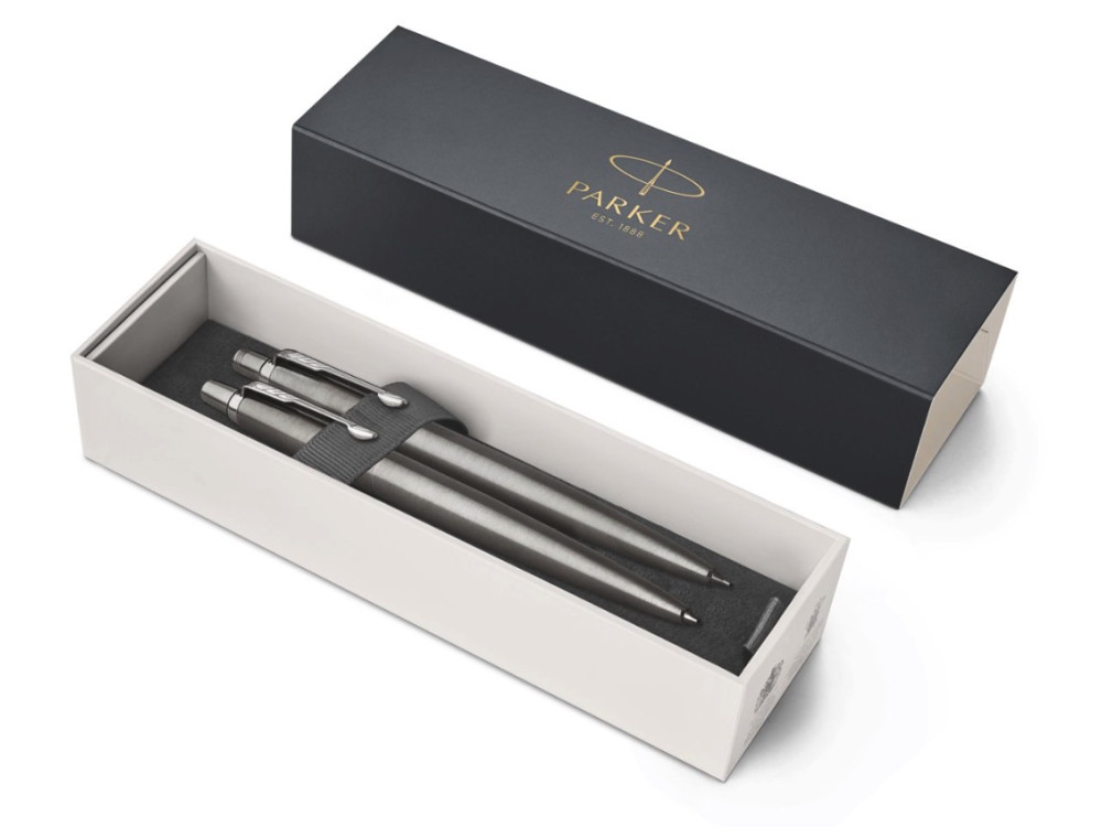 Ballpoint pen and mechanical pencil Jotter Duo with gift box - Parker - Stainless Steel