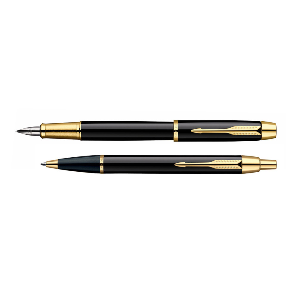 Zestaw z piórem wiecznym i długopisem IM w etui - Parker - Black GT
