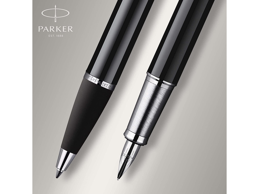 Zestaw z piórem wiecznym i długopisem IM w etui - Parker - Black CT