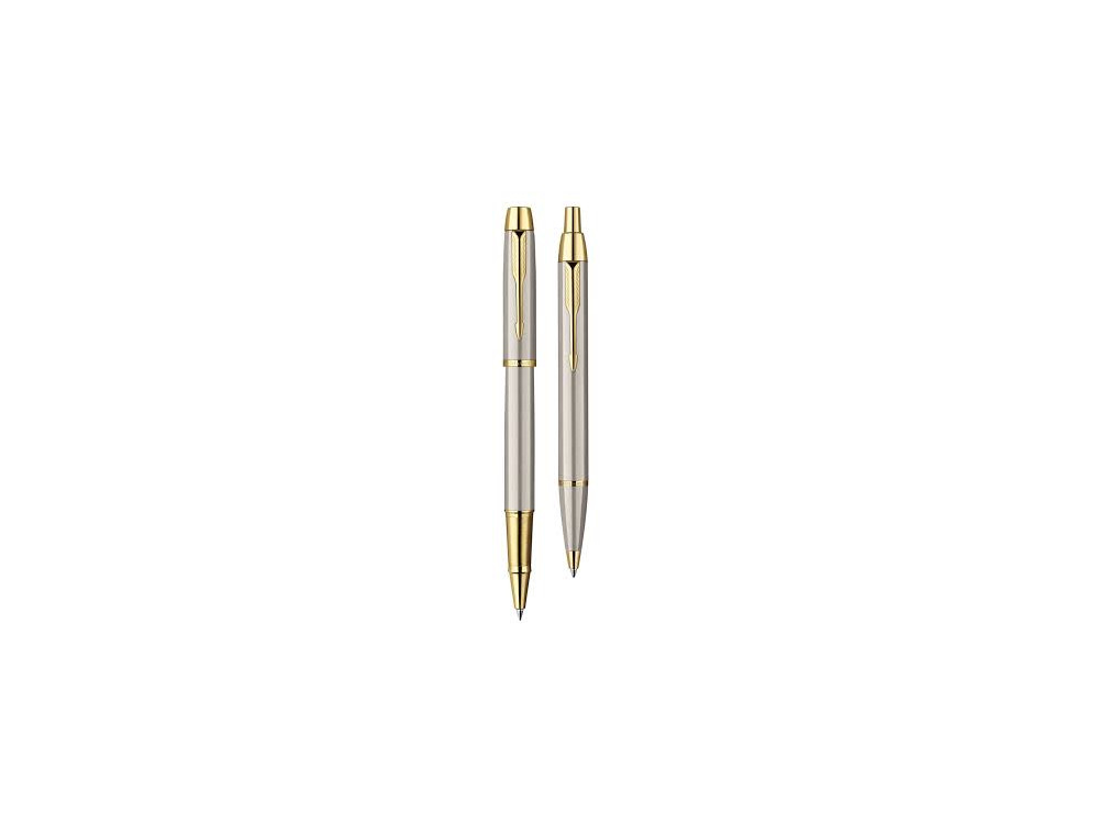 Rollerball pen and ballpoint pen IM with gift box - Parker - Brushed Metal GT