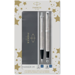 Fountain pen and ballpoint pen IM with gift box - Parker - Silver CT