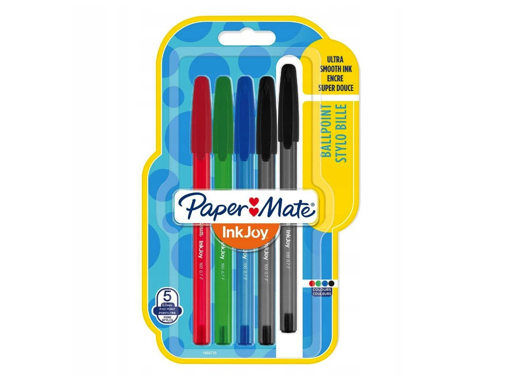 Set of InkJoy 100 ballpoint pens - Paper Mate - 0,7 mm, 5 pcs.