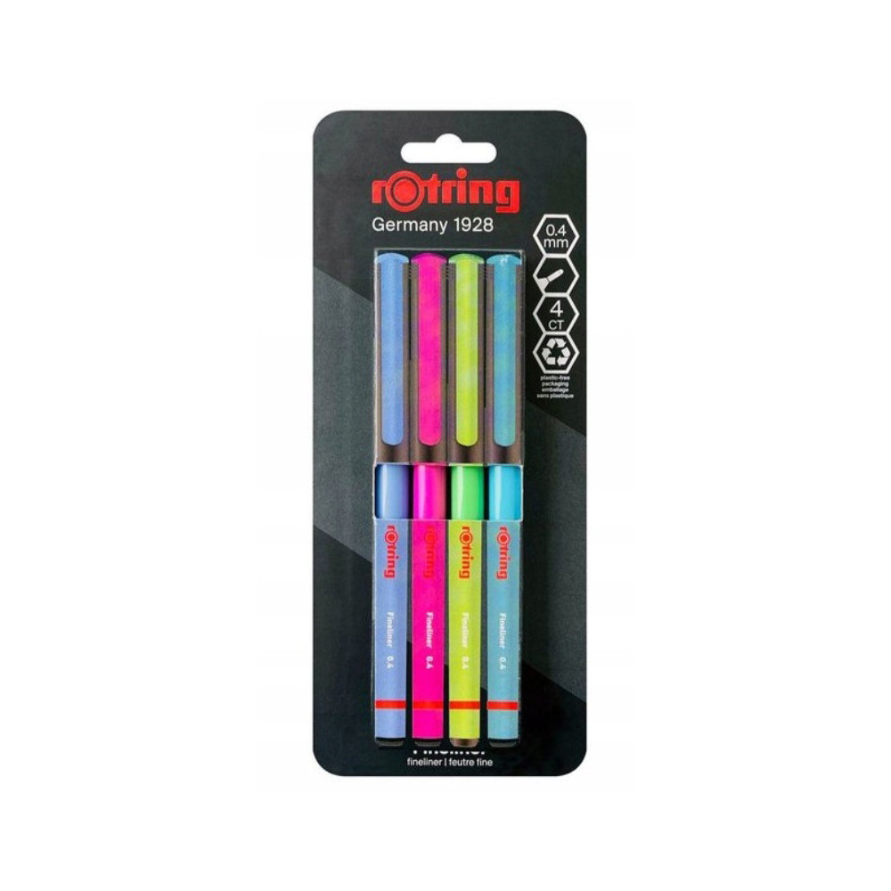 Set of fineliners - Rotring - 0,4 mm, 4 pcs.