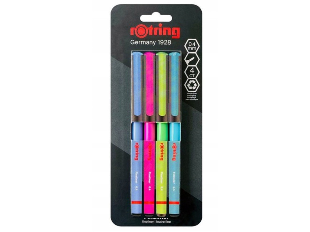 Set of fineliners - Rotring - 0,4 mm, 4 pcs.