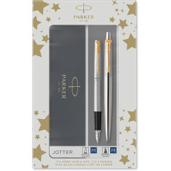 Fountain pen and ballpoint pen Jotter Duo with gift box - Parker - Stainless Steel GT