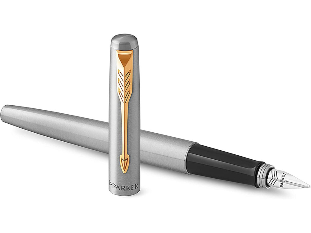 Zestaw z piórem wiecznym i długopisem Jotter w etui - Parker - Stainless Steel GT