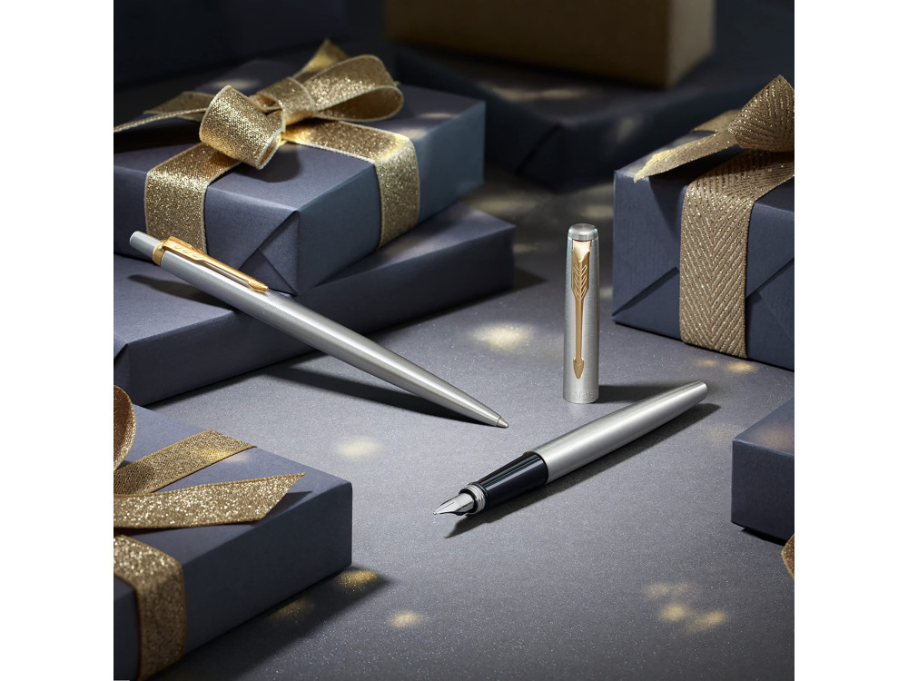 Fountain pen and ballpoint pen Jotter Duo with gift box - Parker - Stainless Steel GT
