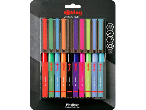 Zestaw cienkopisów - Rotring - 0,4 mm, 10 kolorów