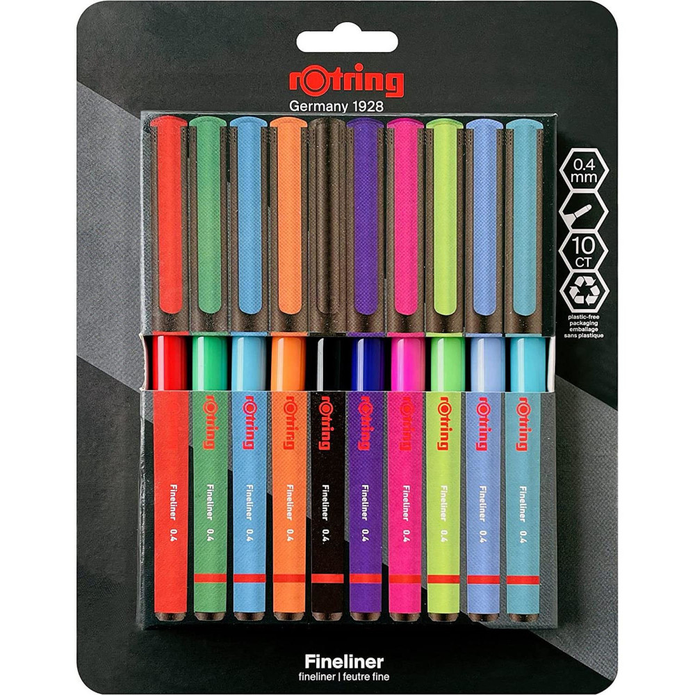Set of fineliners - Rotring - 0,4 mm, 10 pcs.