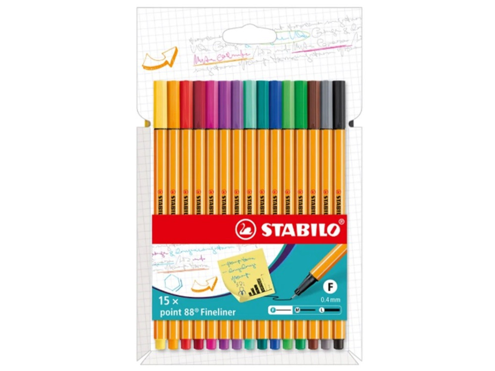 Zestaw cienkopisów Point 88 - Stabilo - 15 kolorów