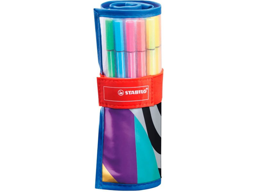 Zestaw flamastrów Pen 68 w zwijanym piórniku - Stabilo - 25 kolorów