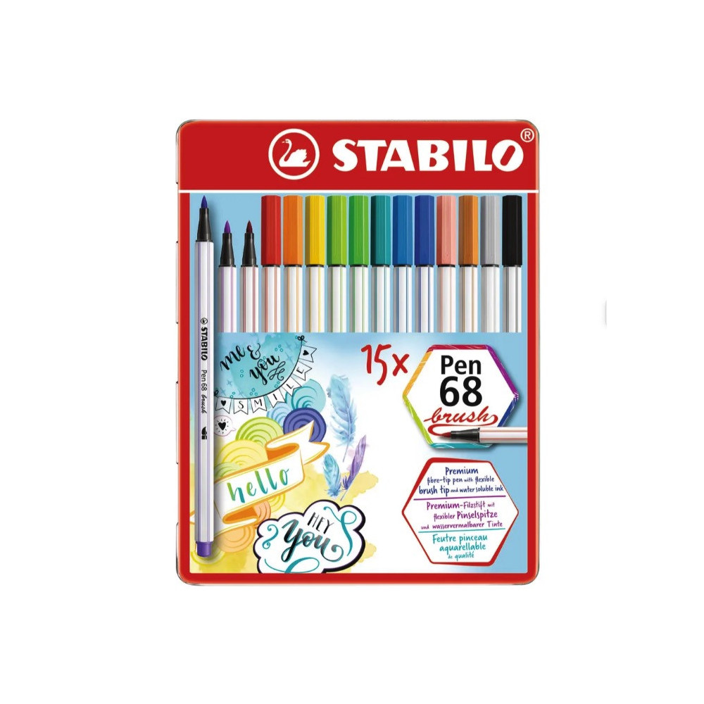 Zestaw pisaków pędzelkowych Pen 68 Brush - Stabilo - 15 kolorów