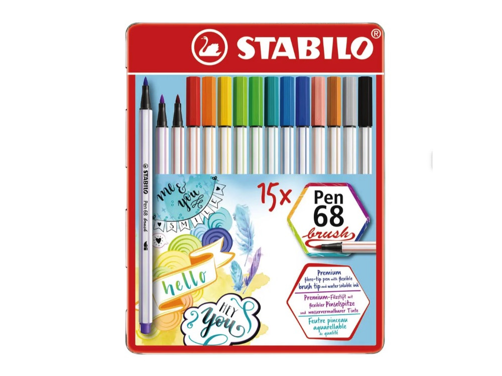 Zestaw pisaków pędzelkowych Pen 68 Brush - Stabilo - 15 kolorów