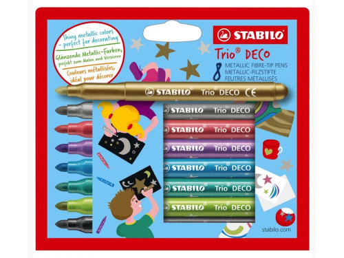 Set of Trio Deco Metallic fibre-tip pens - Stabilo - 8 pcs.