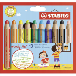 Zestaw kredek dla dzieci Woody 3 w 1 + temperówka - Stabilo - 10 kolorów