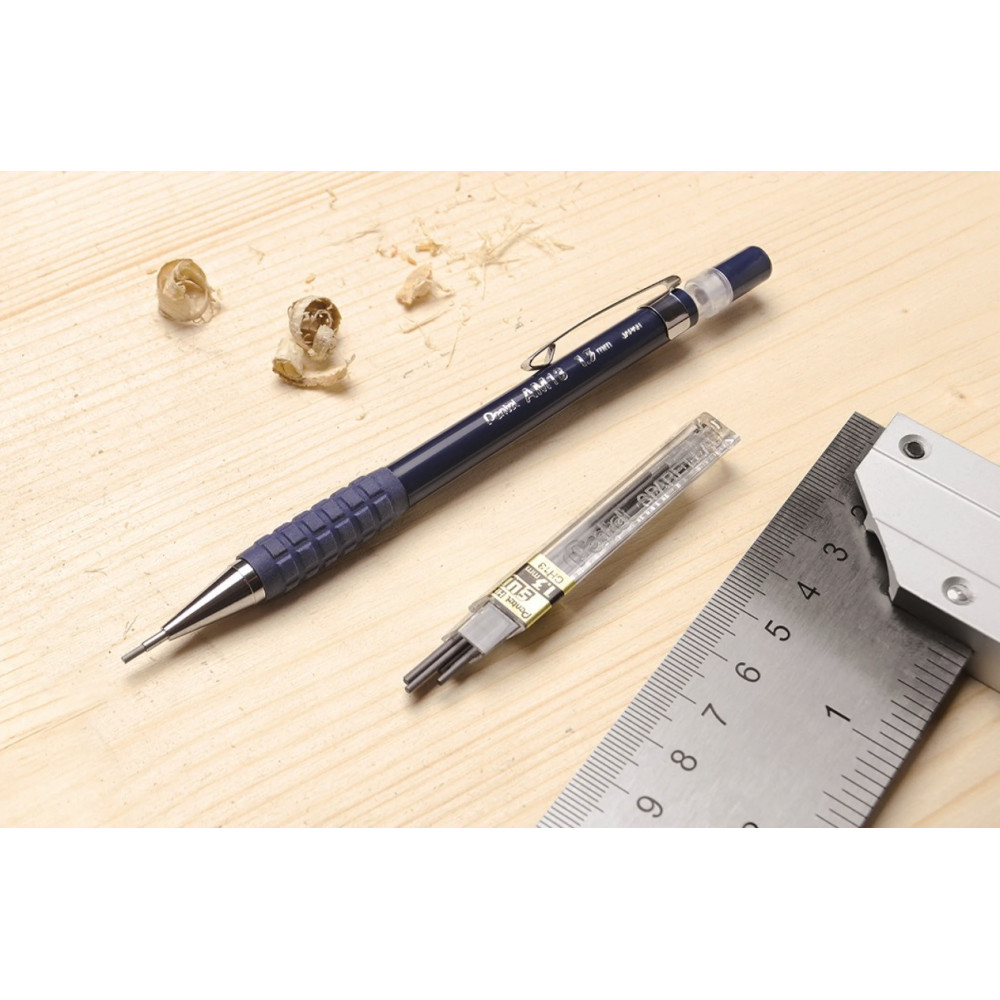 Ołówek automatyczny AM13 z grafitami - Pentel - czarny, 1,3 mm, HB