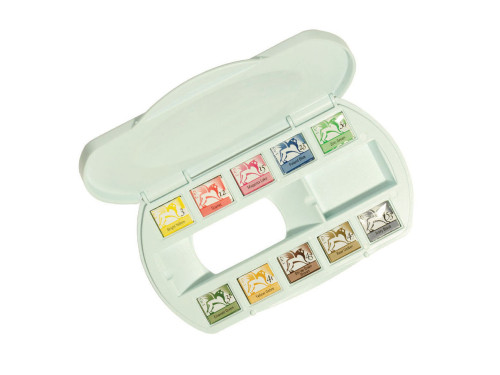 Half pans watercolors set in plastic case - Renesans - 10 pcs.