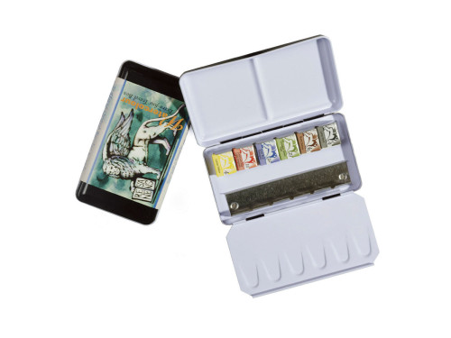 Half pans watercolors set in metal case - Renesans - 6 pcs.