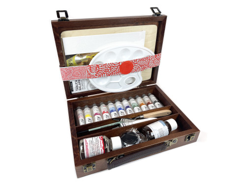 Set of gouache paints in wooden box - Renesans - 12 colors x 20 ml