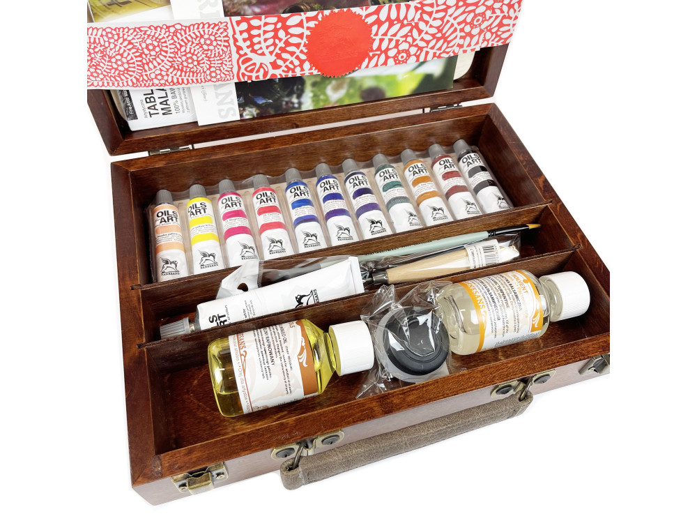 Set of Oils for Art oil paints in wooden case - Renesans - 12 colors x 20 ml