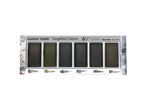 Zestaw farb akwarelowych Gansai Tambi - Kuretake - Graphite Colors, 6 kolorów
