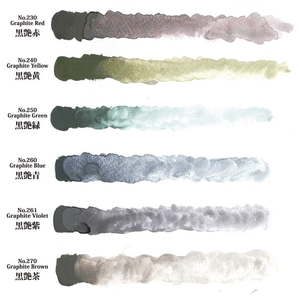 Zestaw farb akwarelowych Gansai Tambi - Kuretake - Graphite Colors, 6 kolorów
