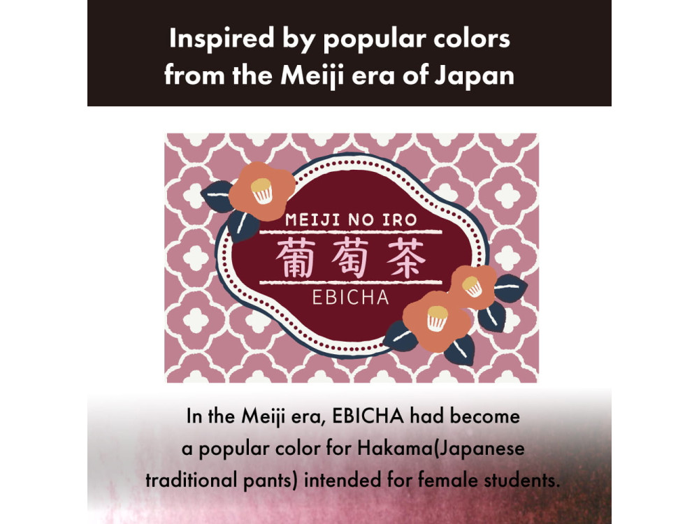 Meiji No Iro water-based dye calligraphy ink - Kuretake - Ebicha, 21 ml
