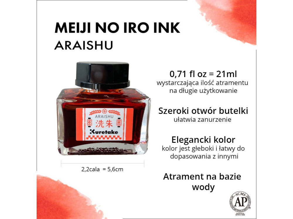 Meiji No Iro water-based dye calligraphy ink - Kuretake - Araishu, 21 ml