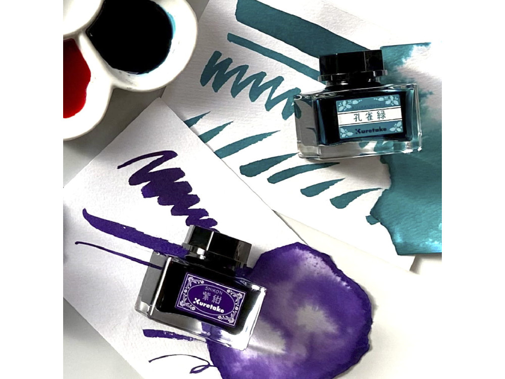 Meiji No Iro water-based dye calligraphy ink - Kuretake - Kujakuryoku, 21 ml