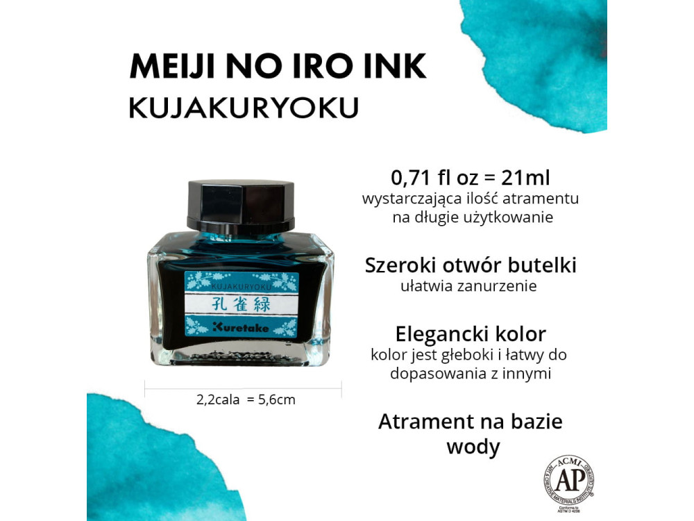 Atrament Meiji No Iro - Kuretake - Kujakuryoku, 21 ml