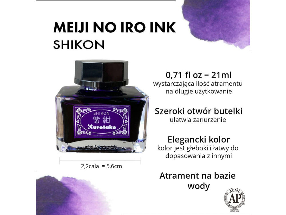 Meiji No Iro water-based dye calligraphy ink - Kuretake - Shikon, 21 ml