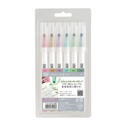 Zestaw pisaków Zig Clean Color Dot - Kuretake - Mild Smoky, 6 kolorów