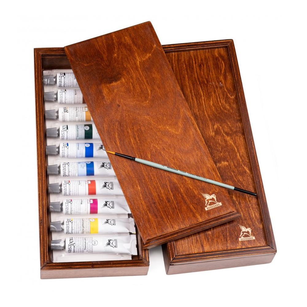 Zestaw farb gwaszy w drewnianej kasetce - Renesans - 10 kolorów x 20 ml