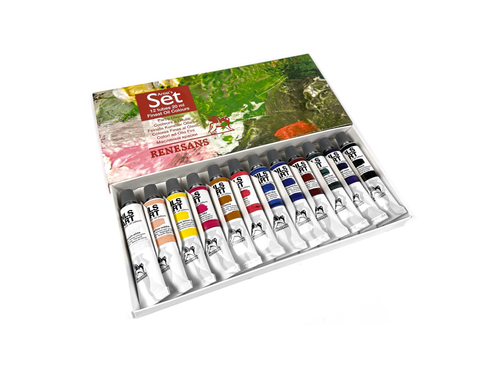 Set of Oils for Art oil paints - Renesans - 12 colors x 20 ml