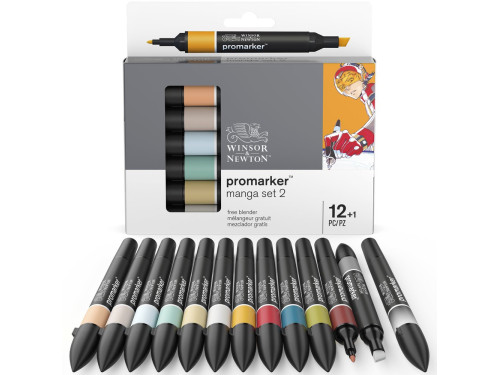 Zestaw Promarker - Winsor & Newton - Manga set 2, 12 + 1 szt.